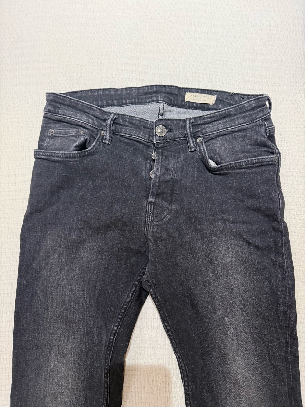 AllSaints Men's Washed Black Slim Straight Jeans